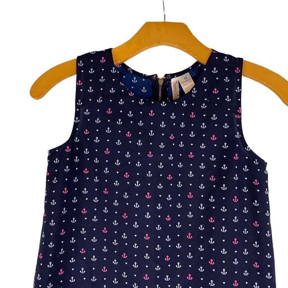 Japan Kids Girl's size 12 Navy Pink White nautical Anchor Sleeveless Tank Top - Picture 3 of 7